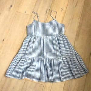 Trendy Blue and white checkered dress
